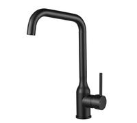 Peppermint Black Kitchen Tap Single Lever Kitchen Sink Mixer Taps 1 Hole with High-Arc Swivel Spout, Mono Matte Black Bar Faucet with Standard Hoses