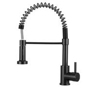 Peppermint Black Kitchen Taps with Pull Out Spray Spring Kitchen Sink Taps 1 Hole Single Lever Sink Mixer Tap with Pull Down Sprayer Dual Functions Faucet