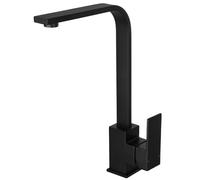Peppermint Black Square Kitchen Tap Monobloc Matt Black Sink Taps for Kitchen Mixer Taps 1 Hole Single Lever Sink Mixer Tap Square Base Modern Flat Faucet Under Cabinets with 360 Swivel Spout