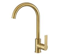 Peppermint Brushed Gold Kitchen Tap Single Lever Monobloc Mixer Tap Kitchen Sink in Gold Sink Mixer Taps 1 Hole Swan Neck 360° Swivel Spout
