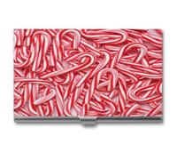 Peppermint Candy Canes Christmas Business Card Holder,Slim Professional Card Case, Ideal Business Card Organizer and Gift Card Holder for Men Women