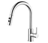Peppermint Chrome Kitchen Taps with Pull Out Spray Single Lever Kitchen Mixer Taps 1 Hole High Arc Pull Down Sink Tap Swan Neck 360 Swivel Faucet