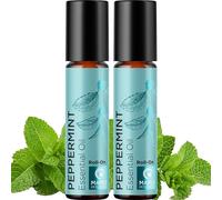 Peppermint Essential Oil Roll on - Peppermint Oil Pulse Point Roller Ball Essential Oil Set for Skin - On The Go Pre-Diluted Skin Safe Relaxing Aromatherapy Oil Made with Pure Oils (2 Pack)