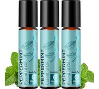 Peppermint Essential Oil Roll on - Peppermint Oil Pulse Point Roller Ball Essential Oil Set for Skin - On The Go Pre-Diluted Skin Safe Relaxing Aromatherapy Oil Made with Pure Oils (3 Pack)