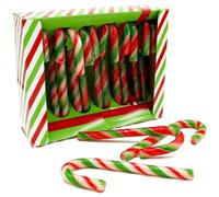Peppermint Flavour Christmas Candy Canes 12 Pack Classic Red, White & Green Stripes ndividually Wrapped Christmas Tree & Stocking Fillers Suitable for Vegetarians