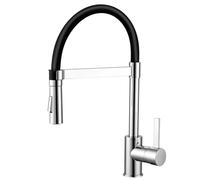 Peppermint Flexible Kitchen Sink Mixer Tap with Pull Out Spray Magnetic | Dual Function Kitchen Taps Black Chrome 304 Stainless Steel Flexi Silicone Hose High Arc 360° Swivel Easy Fit Single Lever