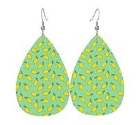 Peppermint Green Lemon Leather Earrings Dangle Fashion Teardrop Earrings Accessories Gifts