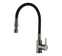 Peppermint Grey Kitchen Tap Flexible Silicon Hose Gunmetal Single Lever