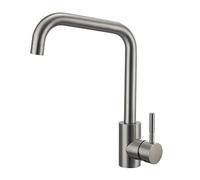 Peppermint Kitchen Sink Mixer Tap Stainless Steel Sink Faucet with Rectangle Swivel Spout, Modern Monobloc Brushed Nickel Kitchen Tap 1 Hole, Mono Single Lever Hot and Cold L Shaped Bar Taps