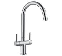 Peppermint Kitchen Taps Mixer with 2-Function Aerator Dual Lever Monobloc | Stream & Spray Modes | 37cm Tall 360° Swivel Spout For Large Pots | Brass Chrome Kitchen Mixer Taps 1 Hole | Easy to Install