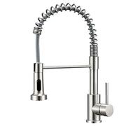 Peppermint Kitchen Taps with Pull Out Spray Brushed Nickel Single Lever | Dual Function Sprayer, 360° Swivel Spring Spout, Stainless Steel, Pull down Kitchen Taps for Sink 1 Hole, Easy DIY Install