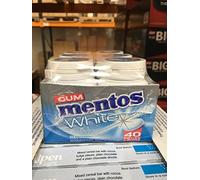 Peppermint Mentos White Sugar Free Chewing Gum - 40 Pieces Tub (Pack of 6)