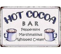 Peppermint Minimallows & Whipped Cream Metal Sign - Vintage Home Wall Decor For Coffee Bar Corner Station 8X6 Inch Christmas Decorations