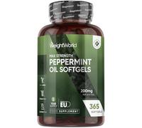 Peppermint Oil Capsules 200mg - 1 Year Supply - 365 Softgels - 1 Per Day - Easy to Consume - Peppermint Oil Softgels - Lactose-Free & Gluten-Free Supplement - Non-GMO & GMP-Approved
