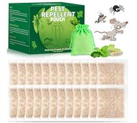 Peppermint Oil Rodent Repellent - Rat & Spider Repellent Pouches, 24Pack Natural Pest Control Mouse Repellent Outdoor/Indoor for Mice, Bugs, Spider, Mosquito, Roach, Ant, Ants, Family & Pet Safe