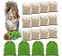 Peppermint Oil Squirrel Repellent for Gardens UK -12 pcs Squirrel Deterrent with Textile Pouch for Easy to Hanging