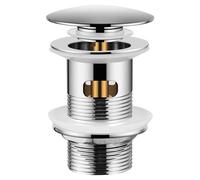 Peppermint Pop Up Sink Waste Slotted Click Clack Waste Plug with Overflow for Bathroom Basins, Vessel Sinks, Chrome Bathroom Basin Waste