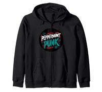 Peppermint Punk Stamp Look Zip Hoodie