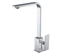 Peppermint Square Kitchen Tap Monobloc Chrome Single Lever 360° Swivel | Modern Contemporary Kitchen Mixer Taps Square Base, 304 Stainless Steel, Water-Saving No-splash Aerator, DIY Easy Install