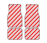 Peppermint Stripes 4 Pieces Car Floor Mats Car Carpets Full Sets Universal Fit for SUV, Vans, Sedans, Trucks All Weather Protection Auto Foot Carpet