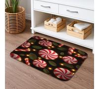 Peppermint Swirl Quick Dry Bath Mat, Holiday Candy Pattern Absorbent Non Slip Shower Mat, Festive Flannel Washable Bath Rugs for Bathroom Toilet Restroom Decorative 20x32 Inch