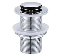 Peppermint Unslotted Basin Sink Pop Up Click Clack Waste Plug Without Overflow for Bathroom Sink, Brass Sprung Plug Waste, Chrome