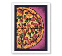 Pepperoni Pizza from Above Modern Framed Wall Art Print A3 (42×29.7cm) White, Wall Decor for Living Room, Bedroom, Office & Home, Ready to Hang, Art Gift