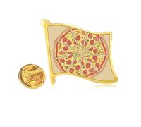 Peppers Pizza Italy Tomato Foods Golden Metal Flag Lapel Pin Badge