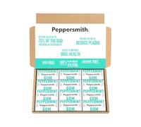 Peppersmith - British Peppermint Chewing Gum - Vegan Friendly - 100% Xylitol Plant Based Sweetener - Fresh Breath - Sugar Free Gum - Benefits Oral Health - Pocket Packs - 12x15g
