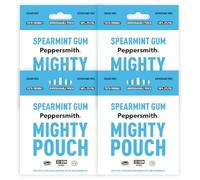 Peppersmith - British Spearmint Gum - 100% Plant Based Xylitol - Breath Freshener - Sugar Free Gum - Benefits Oral Health - Mighty Pouch - Pack of 4