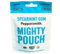 Peppersmith British Spearmint Gum - Mighty Pouch - 33 Gum Pieces - 50g | Vegan Friendly Chewing Gum, 100% Plant Based Xylitol, Natural Flavours, Freshens Breath, Sugar Free Gum, Benefits Oral Health
