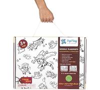 PepPlay Doodle Placemats - Superheroes and Monsters, 2 Coloring mats & 6 Quick Dry Smudge-Free Markers, Travelling Toys, No Mess Art Kit, Color and Wipe, Gifts for 3-7 Years