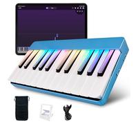 Peppop Smart Piano Keyboard with Built-in LED Light and Free App, 24-Key Smart Piano for Beginners, Portable travel piano Keyboard,Mini Piano Keyboard, MIDI Supported, Birthday or Holiday Gift (Blue)