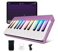 Peppop Smart rainbow piano, smart digital piano, smart luminous keyboard piano, magnetic expandable piano keyboard, self-learning MIDI keyboard (24 keys expandable to 72 keys) (Purple)