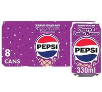 Pepsi Carbonated Soft Drink | Classic Cola Refreshment for Every Occasion (Pepsi Cherry & Vanilla Flavour 8 x 330ml)