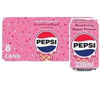 Pepsi Carbonated Soft Drink | Classic Cola Refreshment for Every Occasion (Pepsi Raspberry Ripple Flavour 8 x 330ml)