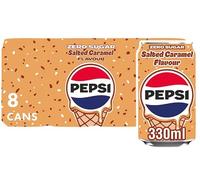 Pepsi Carbonated Soft Drink | Classic Cola Refreshment for Every Occasion (Pepsi Zero Sugar Salted Caramel Flavour 8 x 330ml)