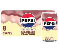 Pepsi Cola Carbonated Soft Drink Cans Pack of 8 (330 ml Each) | Classic Refreshing Beverage | Perfect for Sharing & Celebrations (Pepsi Cream Soda Soft Drink Cans 8x330ml)