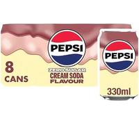 Pepsi Cola Carbonated Soft Drink Cans Pack of 8 (330 ml Each) | Classic Refreshing Beverage | Perfect for Sharing & Celebrations (Pepsi Cream Soda Soft Drink Cans 8x330ml)