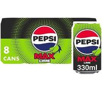 Pepsi Cola Carbonated Soft Drink Cans Pack of 8 (330 ml Each) | Classic Refreshing Beverage | Perfect for Sharing & Celebrations (Pepsi Max Lime No Sugar Cola Cans 8x330ml)