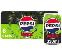 Pepsi Cola Carbonated Soft Drink Cans Pack of 8 (330 ml Each) | Classic Refreshing Beverage | Perfect for Sharing & Celebrations (Pepsi Max Lime No Sugar Cola Cans 8x330ml)