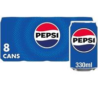 Pepsi Cola Carbonated Soft Drink Cans Pack of 8 (330 ml Each) | Classic Refreshing Beverage | Perfect for Sharing & Celebrations (Pepsi Regular 8X330Ml)