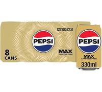 Pepsi Cola Carbonated Soft Drink Cans Pack of 8 (330 ml Each) | Classic Refreshing Beverage | Perfect for Sharing & Celebrations (Pepsi Max No Caffeine No Sugar Cola Cans 8x330ml)