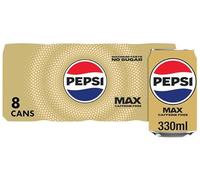 Pepsi Cola Carbonated Soft Drink Cans Pack of 8 (330 ml Each) | Classic Refreshing Beverage | Perfect for Sharing & Celebrations (Pepsi Max No Caffeine No Sugar Cola Cans 8x330ml)