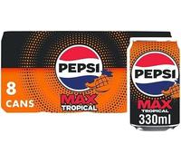 Pepsi Cola Carbonated Soft Drink Cans Pack of 8 (330 ml Each) | Classic Refreshing Beverage | Perfect for Sharing & Celebrations (Pepsi Max Tropical 8 x 330ml)