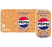 Pepsi Cola Carbonated Soft Drink Cans Pack of 8 (330 ml Each) | Classic Refreshing Beverage | Perfect for Sharing & Celebrations (Pepsi Zero Sugar Salted Caramel Flavour 8 x 330ml)