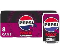 Pepsi Cola Carbonated Soft Drink Cans Pack of 8 (330 ml Each) | Classic Refreshing Beverage | Perfect for Sharing & Celebrations (Pepsi Max Cherry No Sugar Cola Cans 8x330ml)