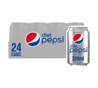 Pepsi Diet Cola Cans - 24 x 330ml, Zero Calories & Sugar, Vegetarian/Vegan Friendly Sparkling Diet Cola