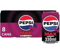 Pepsi Max Cherry No Sugar Cola Cans 8x330ml - Sugar Free Cola, Low Calorie Fizzy Soft Drink, Multipack