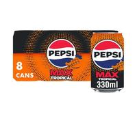Pepsi Max Tropical, 330ml Cans (Pack of 8)